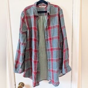 Woolrich 100% Cotton Super Soft Red and Green Casual Button Down Double Lined